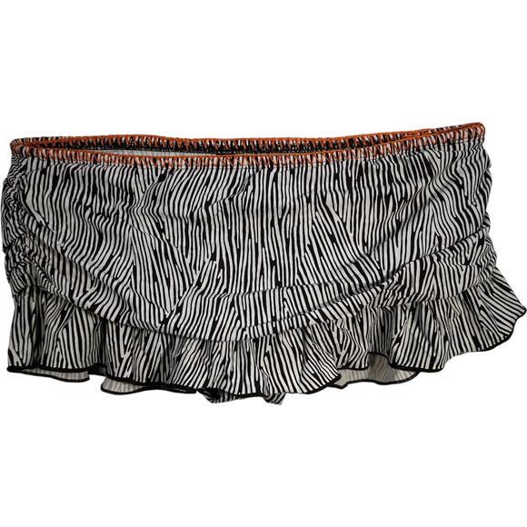 Kenneth Cole Reaction Swim Skirt SZ S Zebra Ruffle Ruched Croquette Mini Bottoms - Picture 1 of 7
